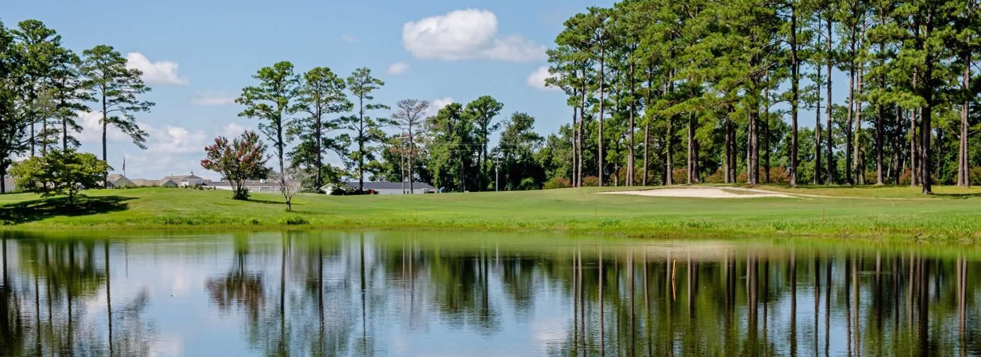 Golf course pond and bunker